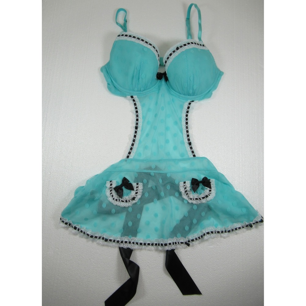 Victoria's Secret Sexy Little Things French Maid Apron 36D Blue Underwire